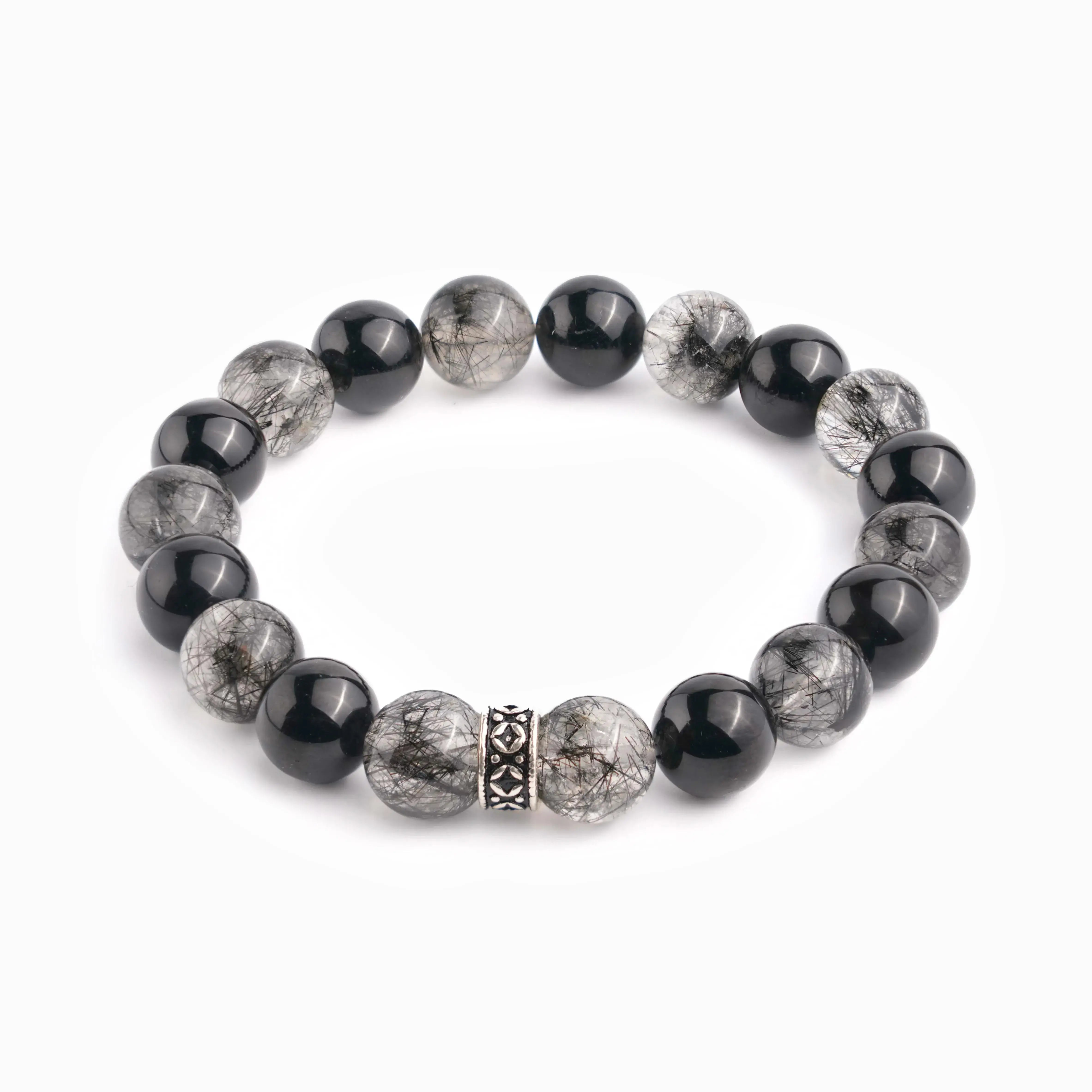 Black Rutilated Quartz Black Tourmaline Bracelet – Midnight Aura