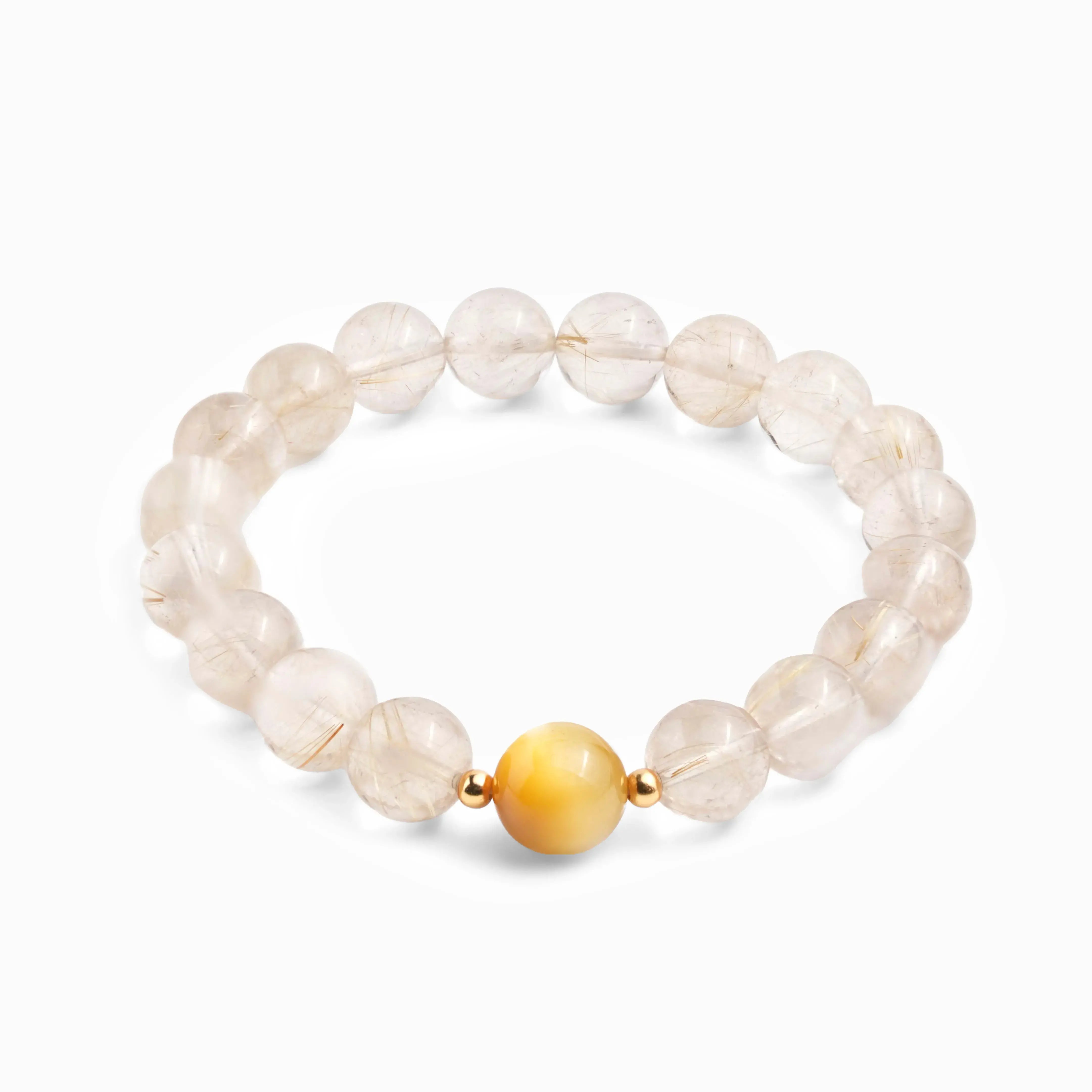 Gold Rutilated Quartz Tiger's Eye Bracelet – Golden Radiance