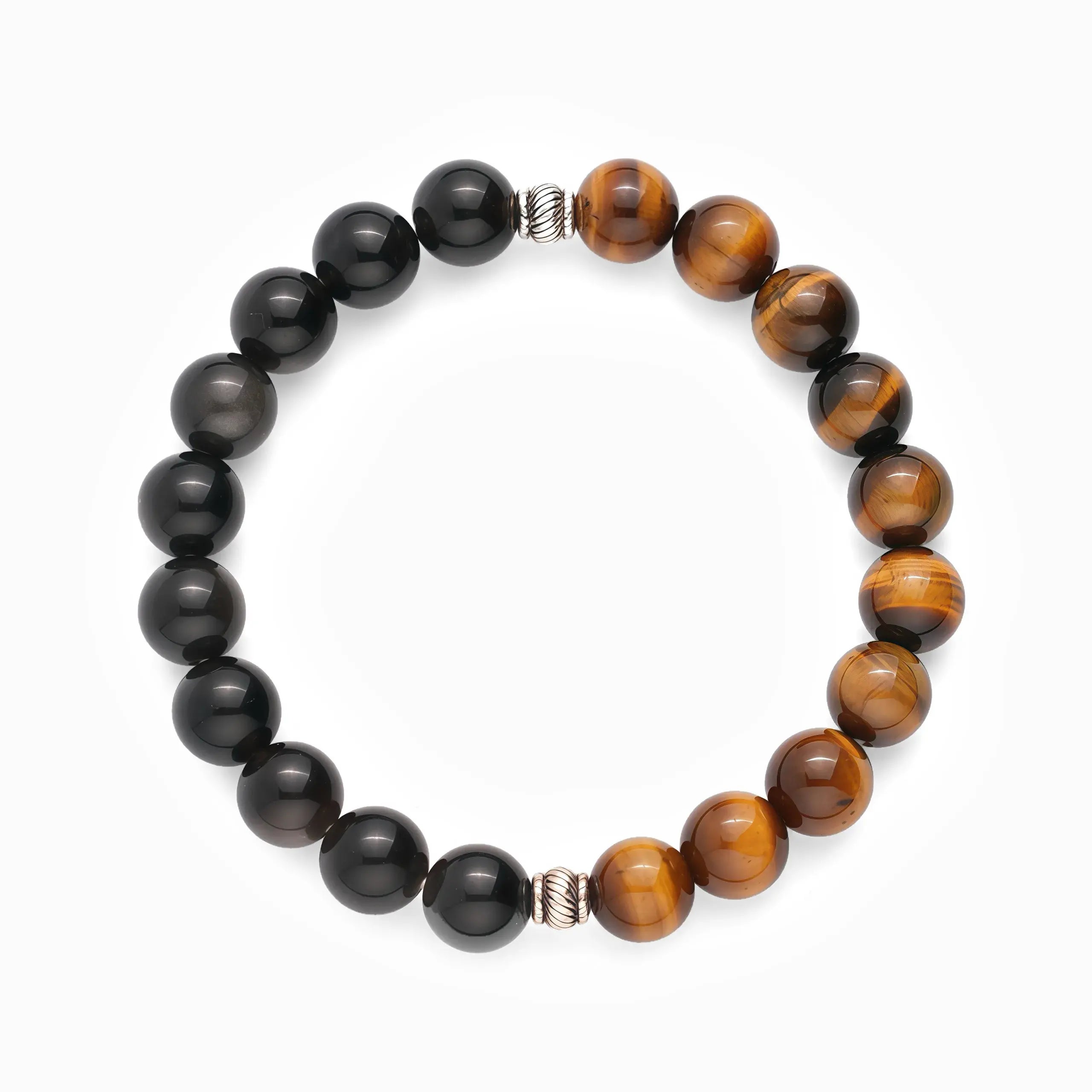 Silver Obsidian Tiger’s Eye Bracelet - Midnight Ember