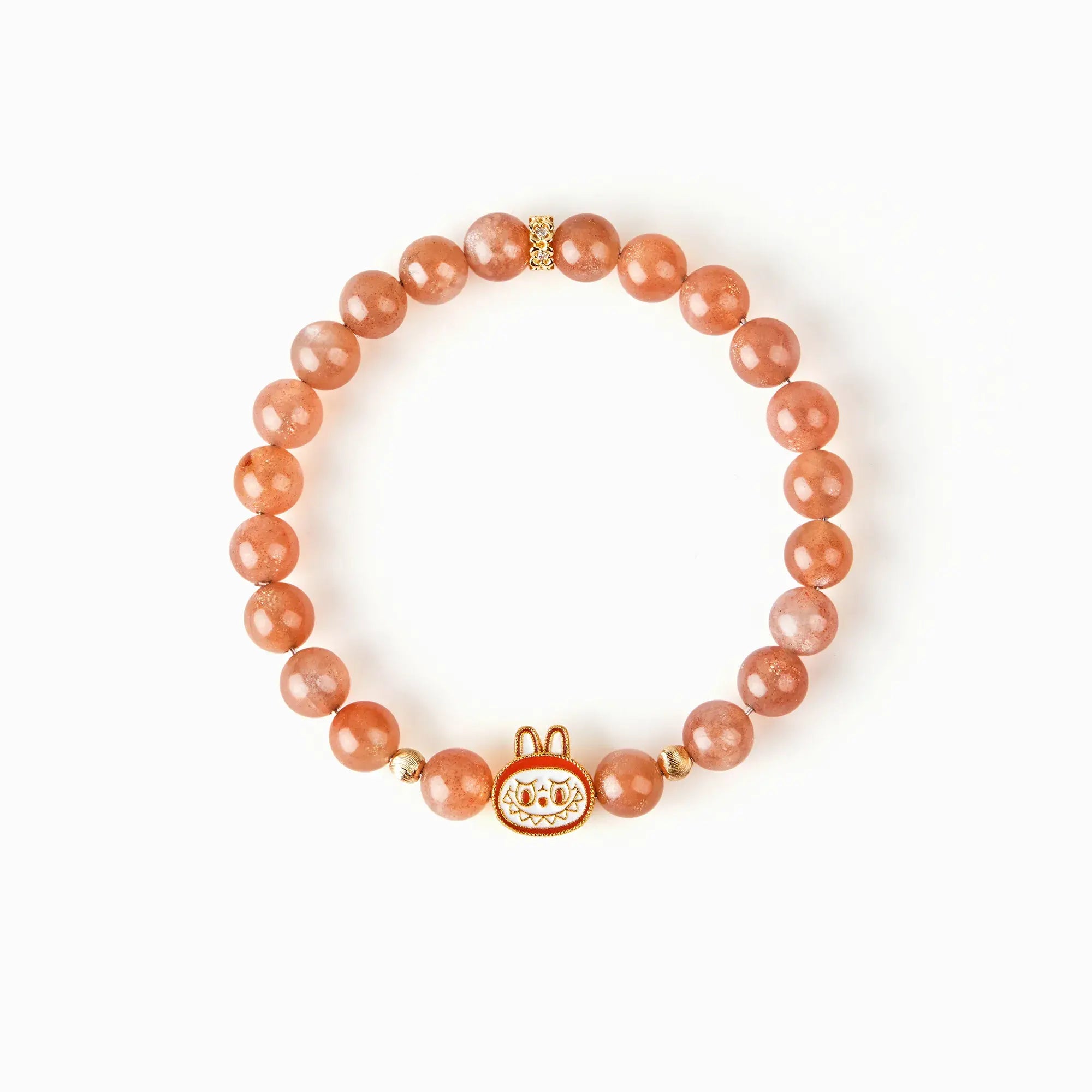 Labubu Orange Moonstone Bracelet – Sunset Bloom