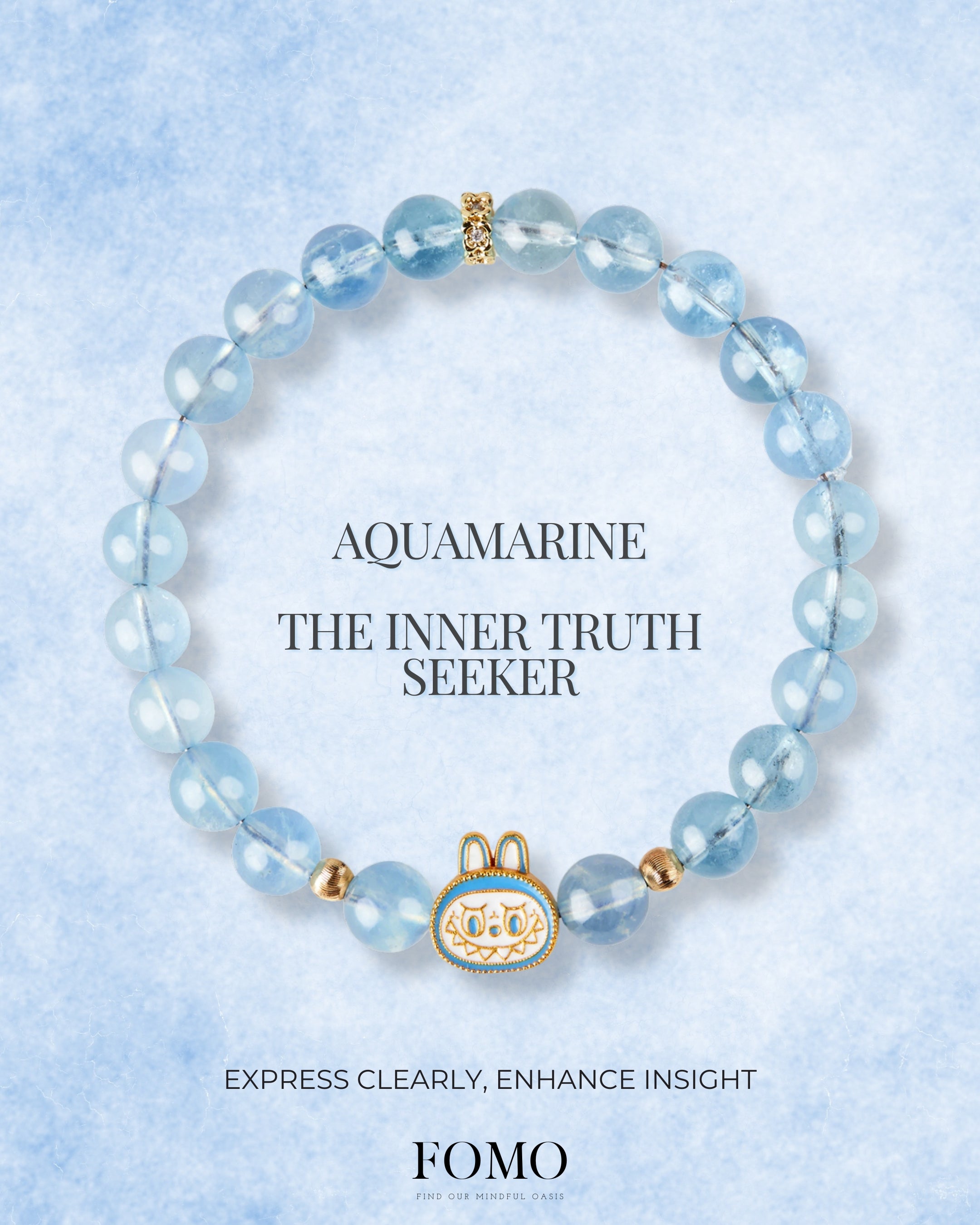 Labubu Aquamarine Bracelet – Sky Whisper