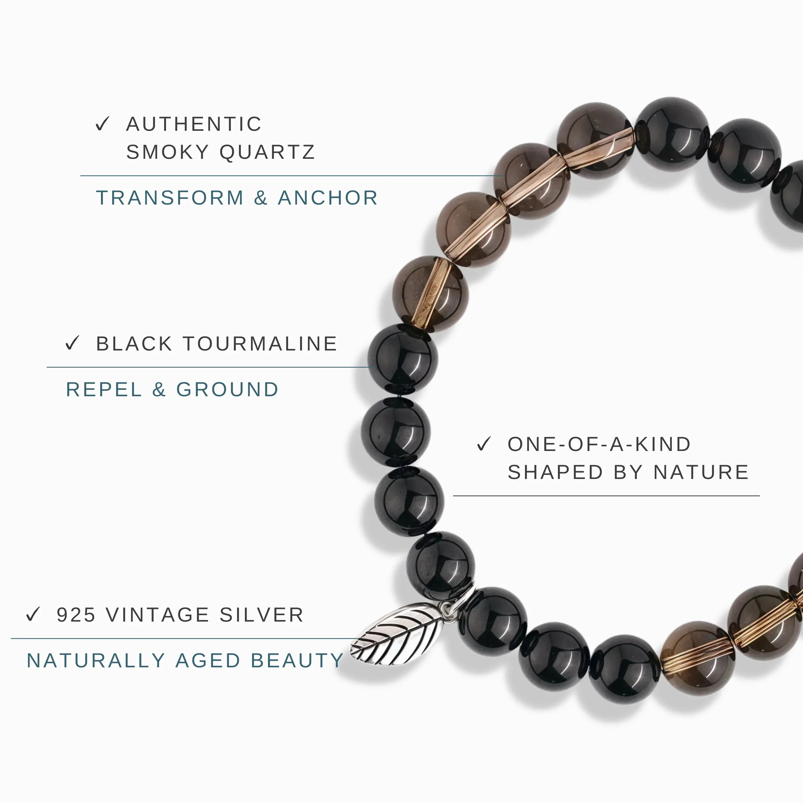 Black Tourmaline Smoky Quartz Bracelet – Enchanted Night