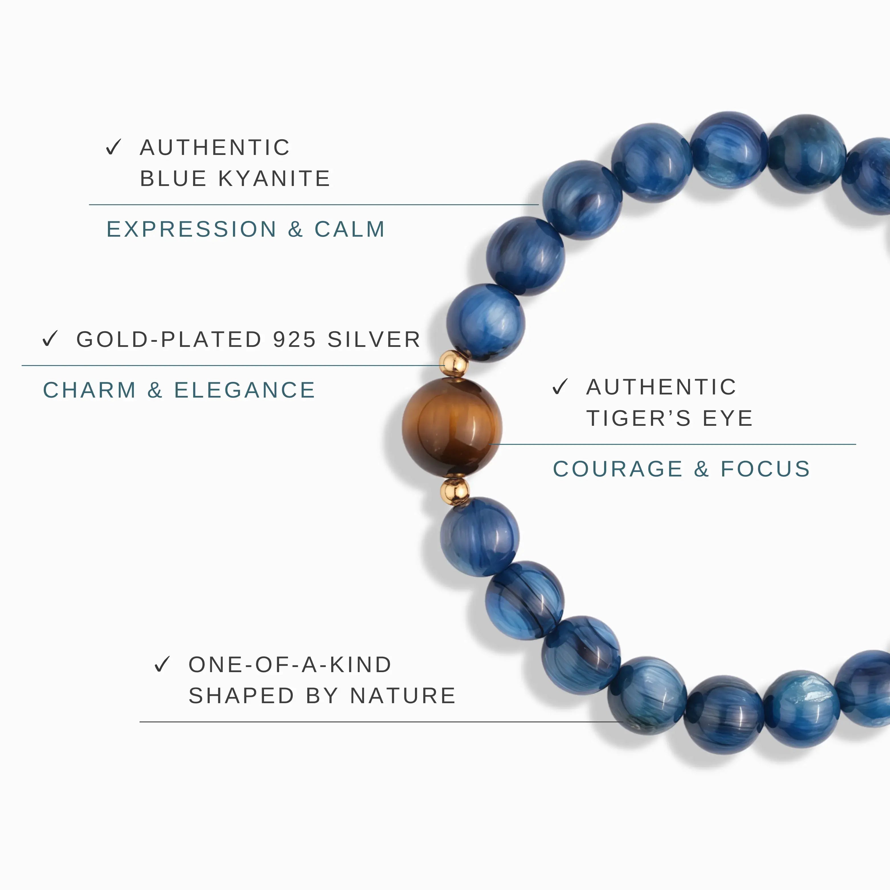 Blue Kyanite Tiger’s Eye Bracelet - Ocean Ember